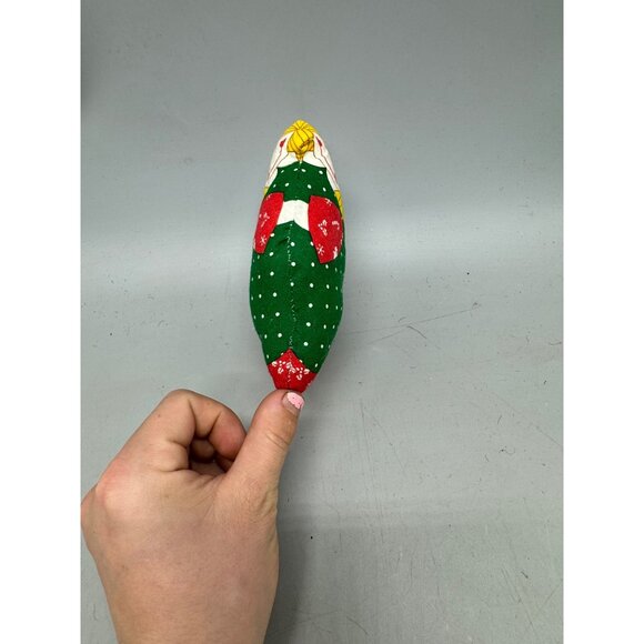 Vintage Handmade Fabric Angel Christmas Ornament candy canes red green 5.5" READ - Picture 3 of 9